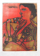 Etching on paper by Laxma Goud, 2004, 15×22 inches